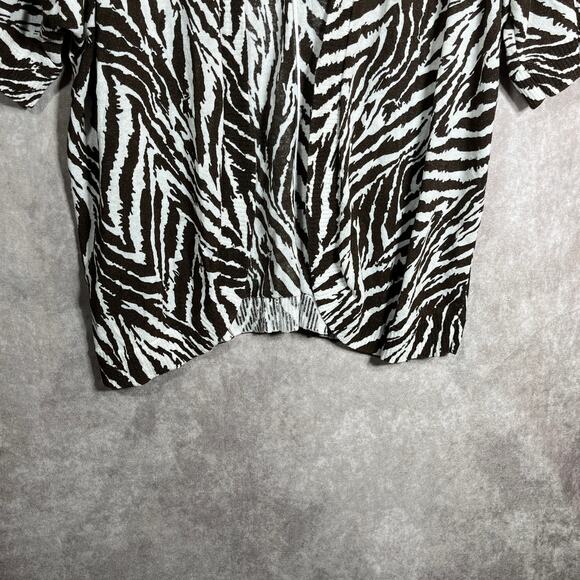 Chico's Cardigan Sweater Womens Size 2 US Large Brown White‎ Zebra Striped Open - Picture 3 of 10